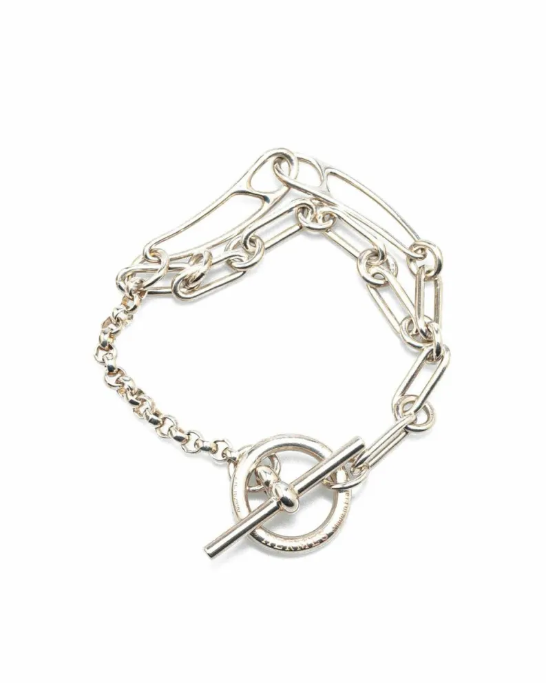 Bracelets*Hermes Preloved Sterling Toggle Closure Punk Bracelet Silver
