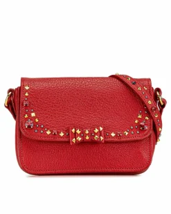 Cross-Body Bags*Miu Miu Preloved Studded Leather Crossbody Bag with Magnetic Snap Closure Red