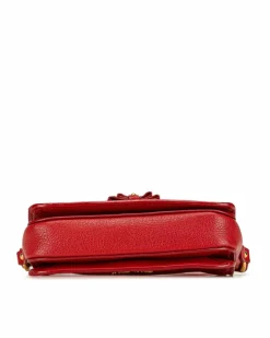 Cross-Body Bags*Miu Miu Preloved Studded Leather Crossbody Bag with Magnetic Snap Closure Red