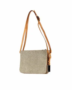 Cross-Body Bags*Celine Preloved Suede Double Zip Crossbody Bag with Silver-Tone Hardware Brown