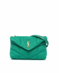 Cross-Body Bags*Saint Laurent Preloved Sunset Quilted Chain Wallet on Chain Crossbody Bag - Green