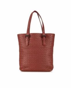Tote Bags*Bottega Veneta Preloved The Pouch Intrecciato Leather Tote Bag Red