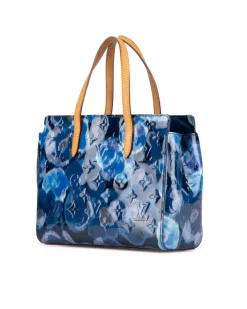 Tote Bags*Louis Vuitton Preloved Vernis Ikat Tote with Vachetta Leather Handles Blue