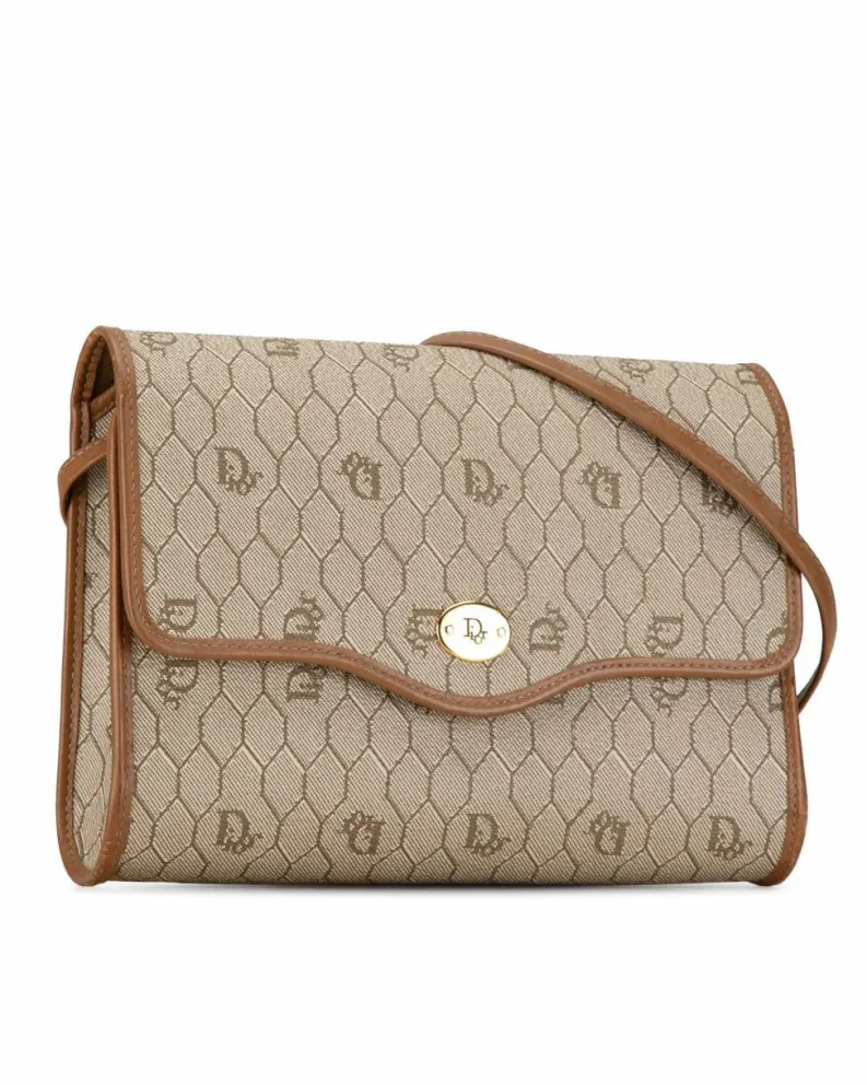 Cross-Body Bags*Dior Preloved Vintage Beige Canvas Crossbody Bag Brown