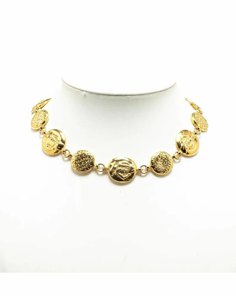 Necklaces*Chanel Preloved Vintage CC Coin Necklace Gold