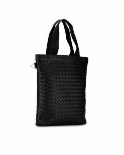 Tote Bags*Bottega Veneta Preloved Woven Leather Tote Bag with Flat Handles and Open Top Black