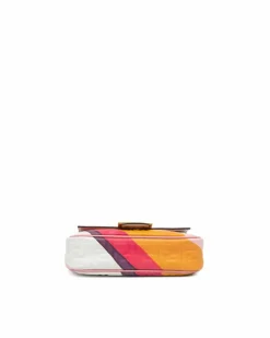 Shoulder Bags*Fendi Preloved Zucca Embossed Chain Midi Baguette Shoulder Bag with Interior Pink
