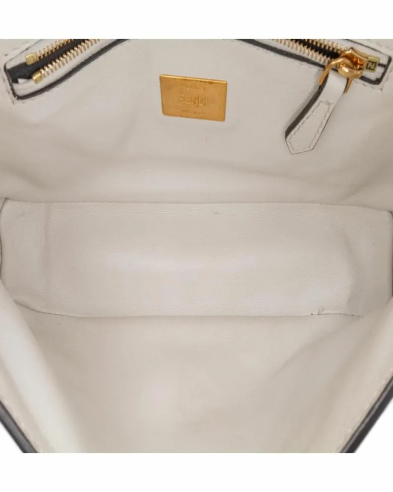 Shoulder Bags*Fendi Preloved Zucca Embossed Chain Midi Baguette Shoulder Bag with Interior Pink