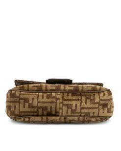 Shoulder Bags*Fendi Preloved Zucca Wool Chain Link Shoulder Bag with Interior Zip Pocket Brown