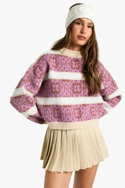 Cardigans*boohoo Premium Fairisle Striped Knitted Jumper purple