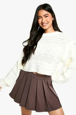 Oversized Jumpers*boohoo Premium Cable Knit Oversized Jumper cream