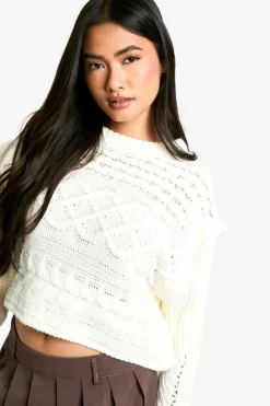Oversized Jumpers*boohoo Premium Cable Knit Oversized Jumper cream