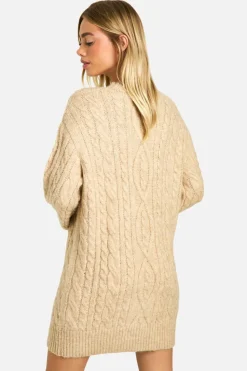 Jumper Dresses|Jumper Dresses*boohoo Premium Cable Knit Oversized Mini Dress beige
