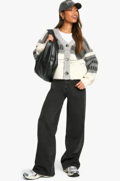 Cardigans|Jumpers & Cardigans*boohoo Premium Chunky Knitted Cardigan grey
