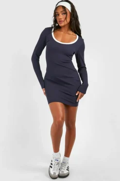 Bodycon Dresses*boohoo Premium Contrast Rib Scoop Neck Bodycon Dress petrol