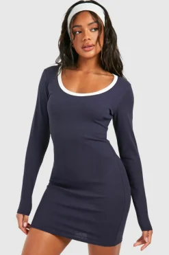 Bodycon Dresses*boohoo Premium Contrast Rib Scoop Neck Bodycon Dress petrol