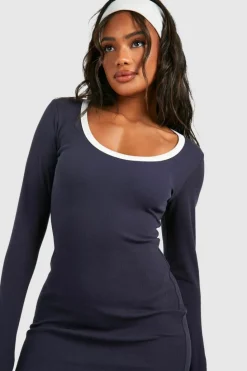 Bodycon Dresses*boohoo Premium Contrast Rib Scoop Neck Bodycon Dress petrol