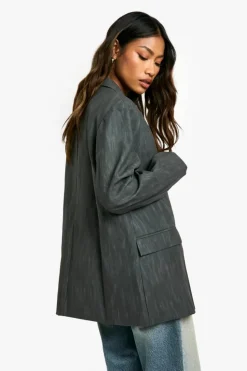 Up To 80% Off Winter Warmers|Suits & Tailoring*boohoo Premium Distressed Leather Look Oversized Blazer charcoal