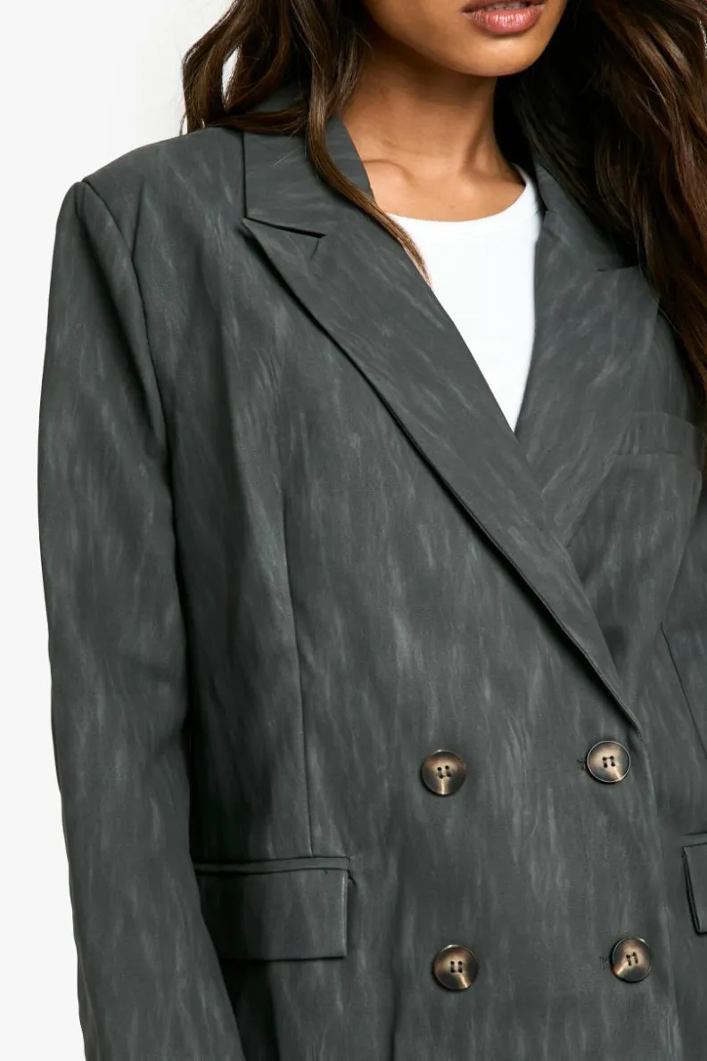 Up To 80% Off Winter Warmers|Suits & Tailoring*boohoo Premium Distressed Leather Look Oversized Blazer charcoal