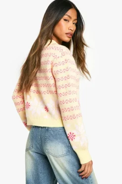 Cardigans*boohoo Premium Fairisle Knitted Christmas Cardigan yellow
