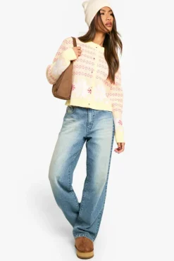 Cardigans*boohoo Premium Fairisle Knitted Christmas Cardigan yellow