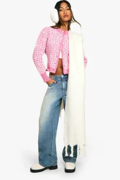 Cardigans*boohoo Premium Fairisle Knitted Christmas Cardigan pink