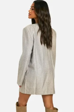Blazer Dresses*boohoo Premium Glitter Pinstripe Oversized Blazer Dress grey