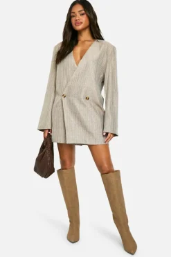 Blazer Dresses*boohoo Premium Glitter Pinstripe Oversized Blazer Dress grey