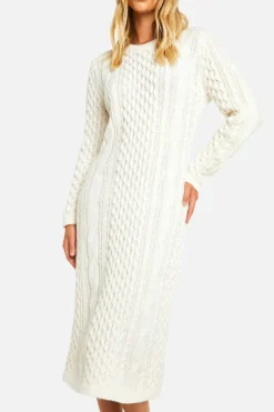 Jumper Dresses|Jumper Dresses*boohoo Premium Heavy Weight Cable Knitted Midaxi Dress cream
