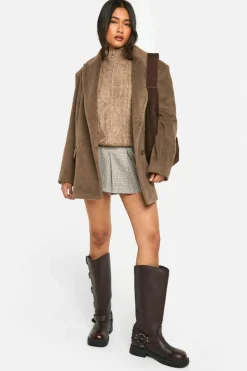 Cardigans*boohoo Premium Heavy Weight Cable Knit Zip Jacket mocha