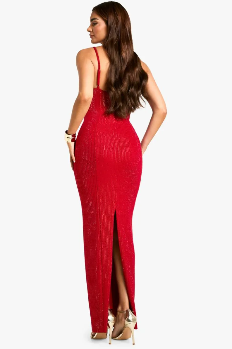 Maxi Dresses*boohoo Premium Hot Fix Corset Maxi Dress red