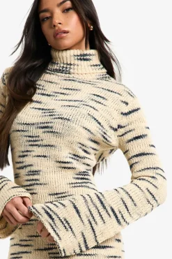 Midi Dresses|Jumper Dresses*boohoo Premium Marl Knit Roll Neck Midi Dress stone