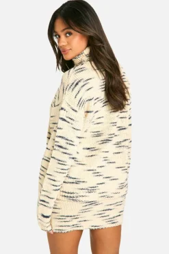 Knitted Co-Ords|Bottoms*boohoo Premium Marl Knitted Roll Neck Jumper And Mini Skirt Set stone
