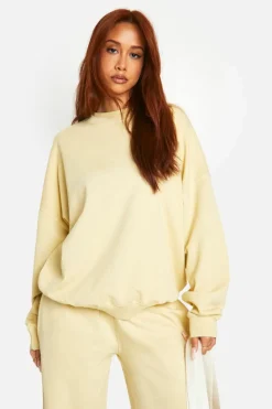 Sweatshirts|Hoodies & Sweatshirts*boohoo Premium Overdyed Sweatshirt butter