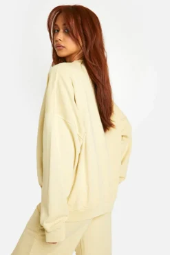 Sweatshirts|Hoodies & Sweatshirts*boohoo Premium Overdyed Sweatshirt butter
