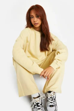 Sweatshirts|Hoodies & Sweatshirts*boohoo Premium Overdyed Sweatshirt butter