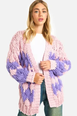 Cardigans*boohoo Premium Oversized Chunky Knit Cardigan pink