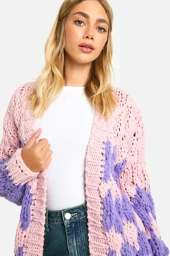 Cardigans*boohoo Premium Oversized Chunky Knit Cardigan pink