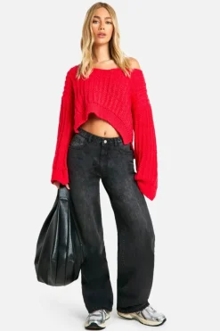 Oversized Jumpers|Jumpers*boohoo Premium Oversized Chunky Knitted Jumper red