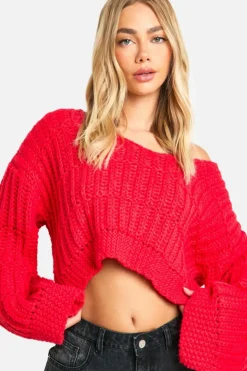 Oversized Jumpers|Jumpers*boohoo Premium Oversized Chunky Knitted Jumper red