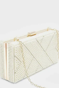 Handbags|Clutch Bags*boohoo Premium And Diamante Box Clutch Bag pearl