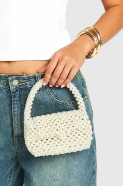 Handbags*boohoo Premium Pearl Mini Grab Bag white