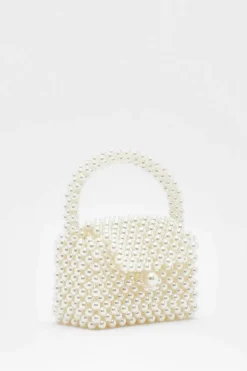 Handbags*boohoo Premium Pearl Mini Grab Bag white