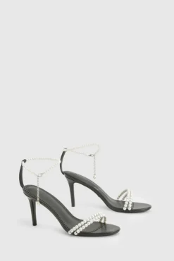Heels*boohoo Premium Pearl Strap Stiletto Heels black