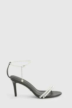 Heels*boohoo Premium Pearl Strap Stiletto Heels black