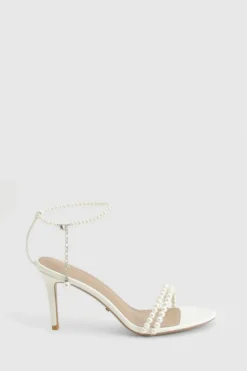Heels*boohoo Premium Pearl Strap Stiletto Heels white
