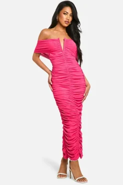 Bodycon Dresses*boohoo Premium Power Mesh Structured Midaxi Dress hot pink