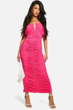 Bodycon Dresses*boohoo Premium Power Mesh Structured Midaxi Dress hot pink