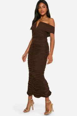 Bodycon Dresses|Maxi Dresses*boohoo Premium Power Mesh Structured Midaxi Dress chocolate