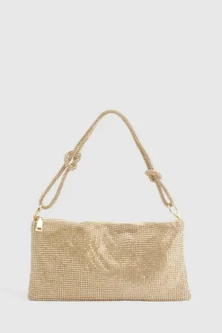 Shoulder Bags|Handbags*boohoo Premium Slouchy Diamante Shoulder Bag gold